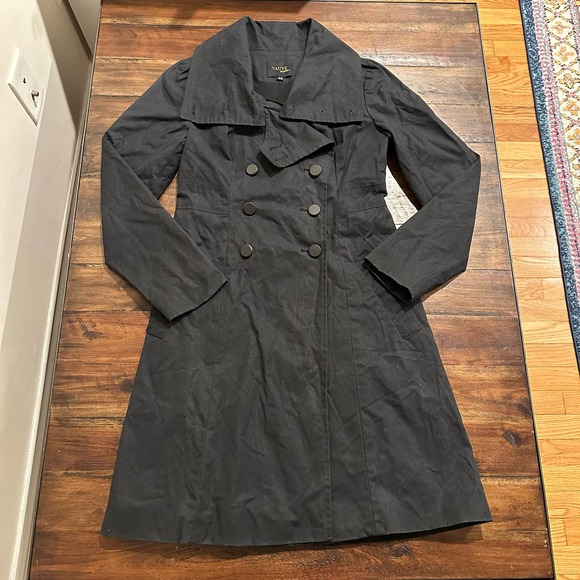 Vaute Couture vegan waxed canvas cotton trench coat jacket in black size XS - Picture 2 of 10